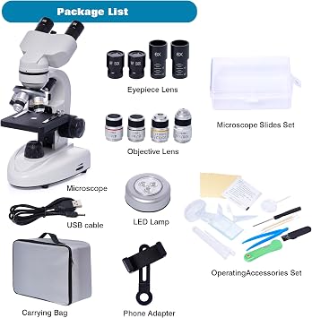 SELFIE CAT 200X-5000X Binocular Compound Microscope for Adults & Students