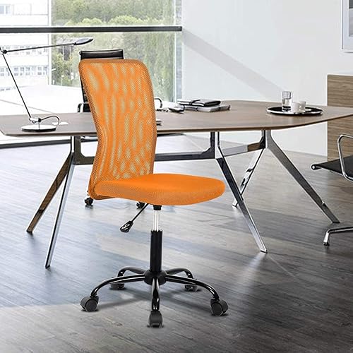 Silla de oficina en casa, silla de computadora, silla de malla con respaldo medio, silla de escritorio, altura ajustable, silla de tarea pequeña,