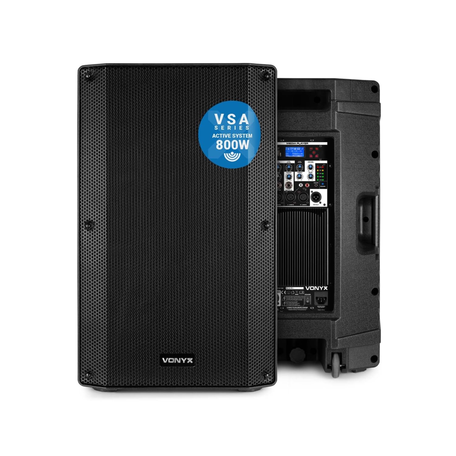 Vonyx VSA120S – Altavoz portatil Bluetooth Potente 800W con 2 Altavoces 12", USB, 2 Soportes LS01K y Cable Jack RCA, Equipo de Sonido Profesional para Eventos DJ y Directo, Color Negro