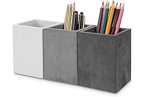 Modern Decorative Concrete Desk Pencil Holder, Home Office Stationery Cup