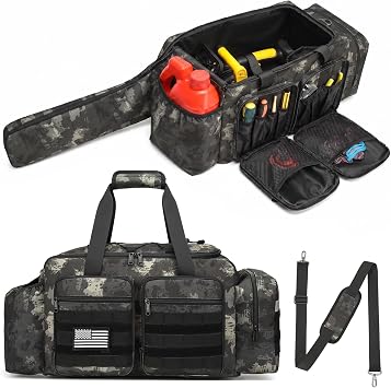 Chainsaw Carrying Case - Tactical Style Waterproof Storage Bag for EGO, Dewalt, Greenworks 14 & 16 & 18 Inch Power Chainsaw & Accessories, Bag Only Black Camo