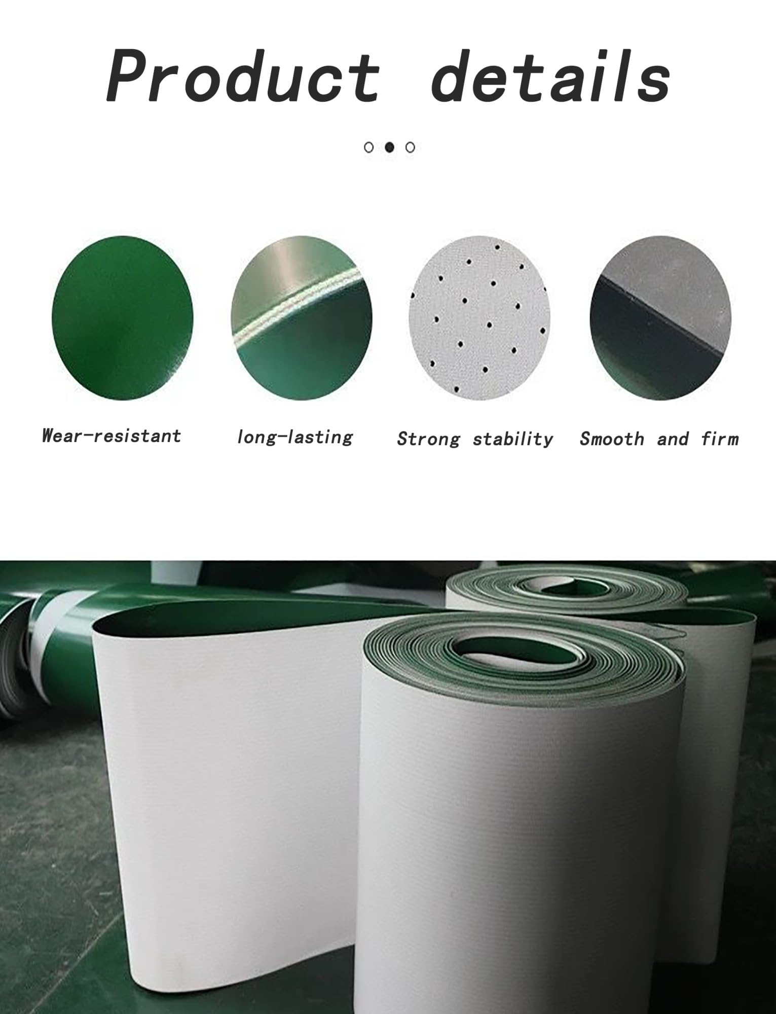 Nastro trasportatore industriale in PVC per un trasporto efficiente nelle linee di produzione e nelle soluzioni di imballaggio Sistema versatile di movimentazione dei materiali per fabbriche e
