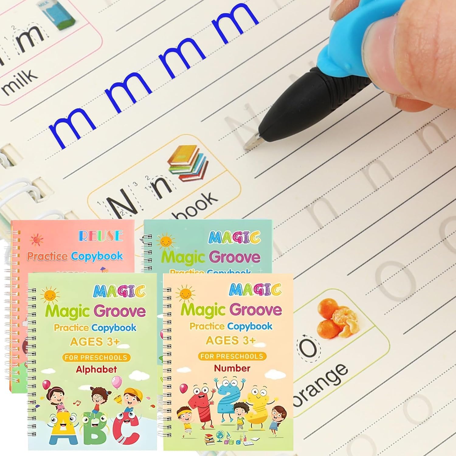 Magic Grooved Writing Practice for Kids,Disappearing Ink Handwriting Book, Writing Practice for Kids Age 3-5 Calligraphy