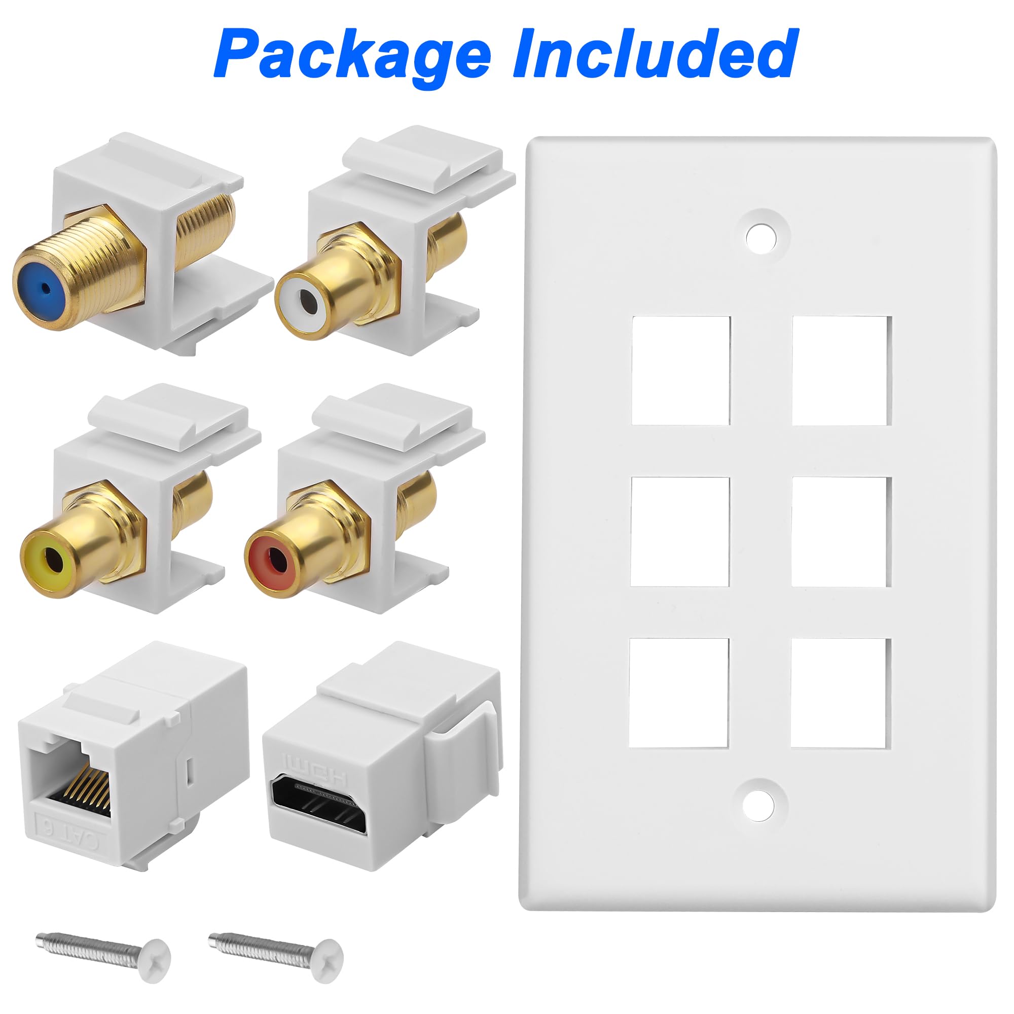 MEIRIYFA Pannello da parete HDMI RCA 6 porte Keystone 3 RCA + 1 Cat6 + 1 Coassiale TV + 1 HDMI Femmina