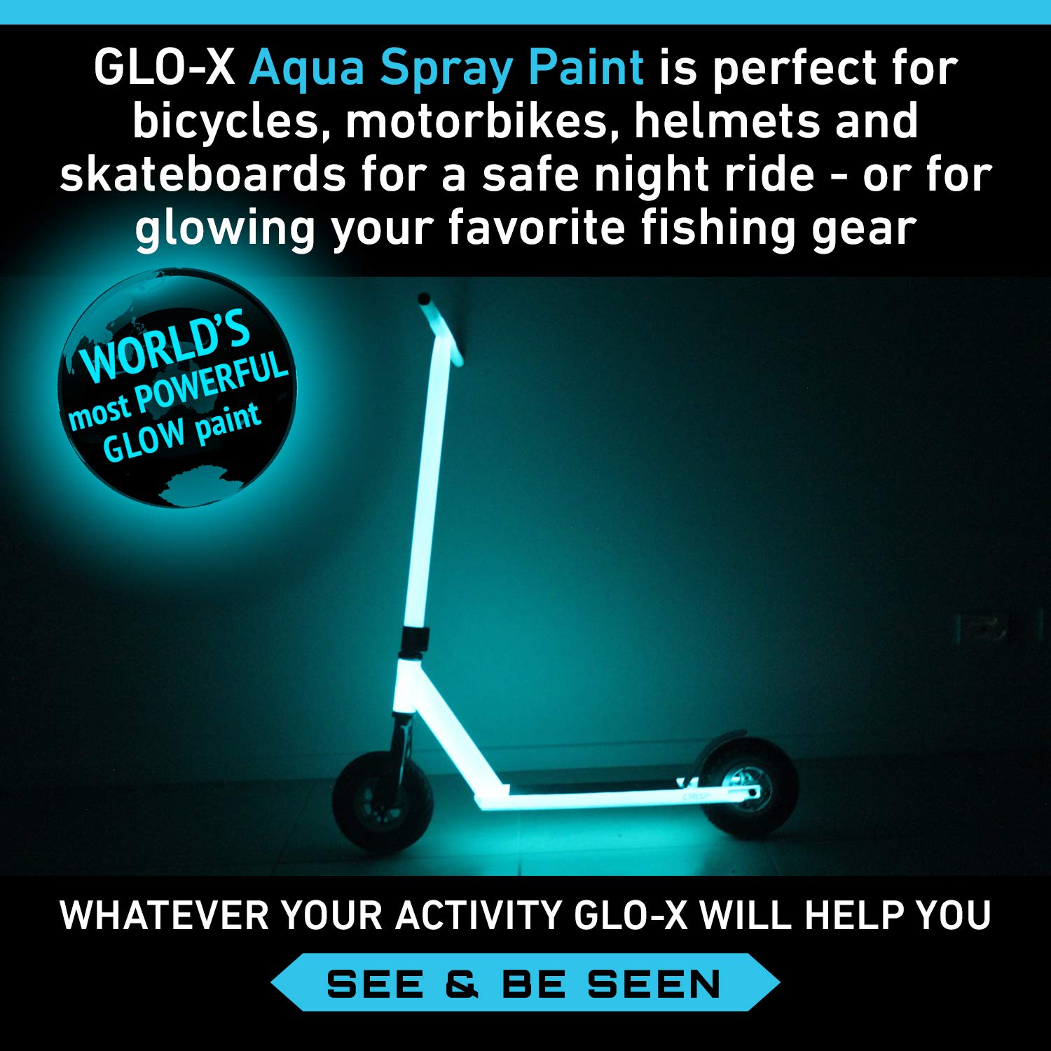GLOX Glow In The Dark Spray Paint (10.6 oz Can) Clear Spray Paint That Glows Aqua In The Dark GLOX Glow In The Dark Spray Paint (10.6 oz Can) Clear Spray Paint That Glows Aqua In The Dark
