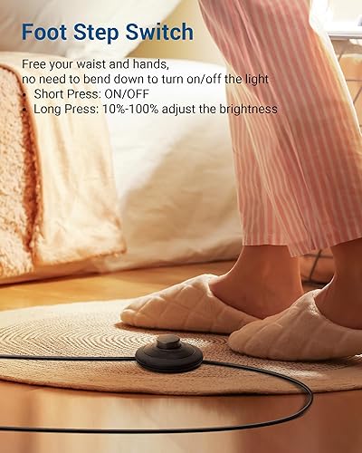 Miniatura 5 de DEWENWILS Lámpara de pie, juego de 2 luces LED de esquina funciona con interruptor de pie, lámpara de pie regulable de 1100 lúmenes con blanco