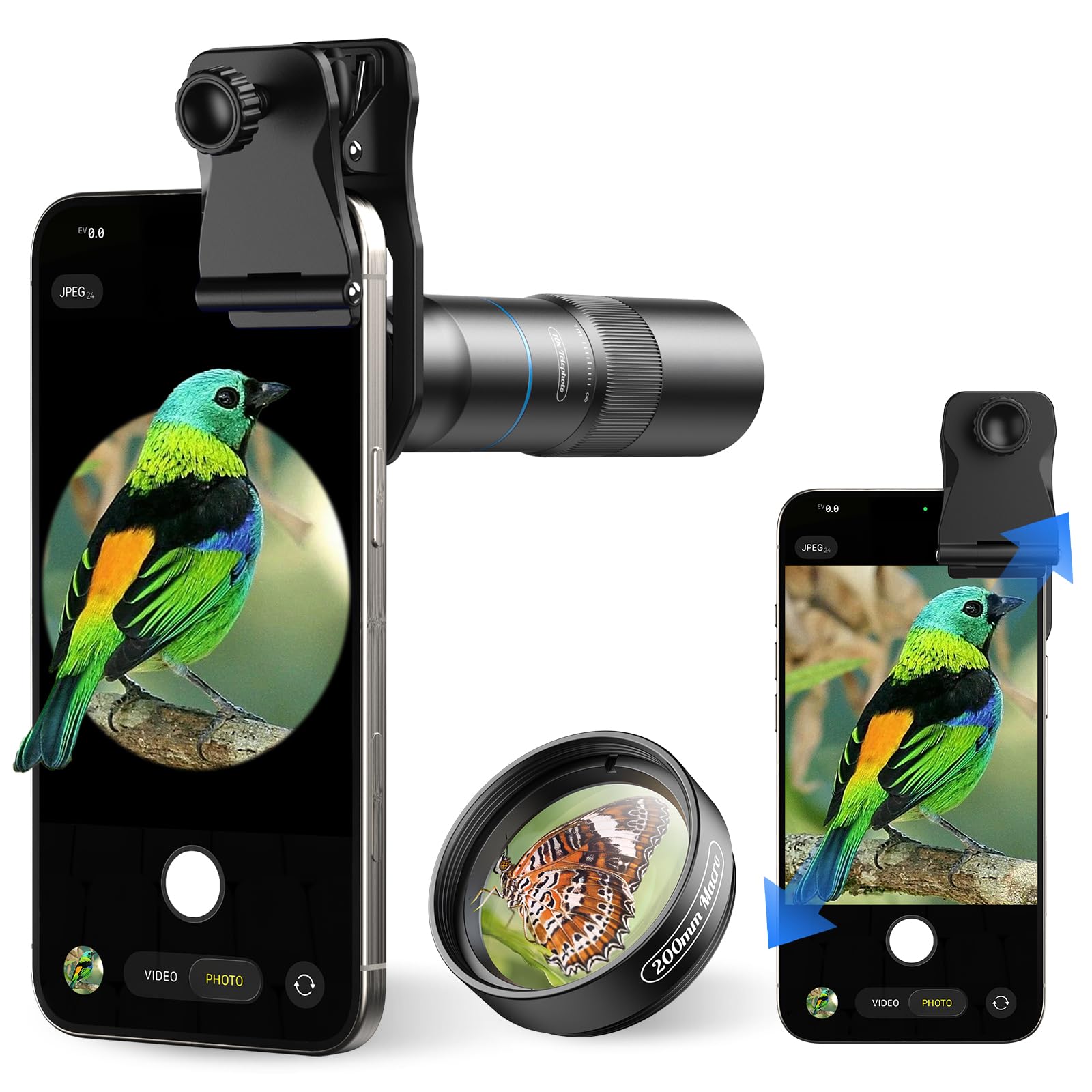 APEXEL Teleobiettivo Migliorato 10x,Lente Macro 200 mm con Clip Universale | Teleobiettivo ED Professionale FMC, Adatto per iPhone 17/16/15... Samsung, Pixel e Altri Smartphone