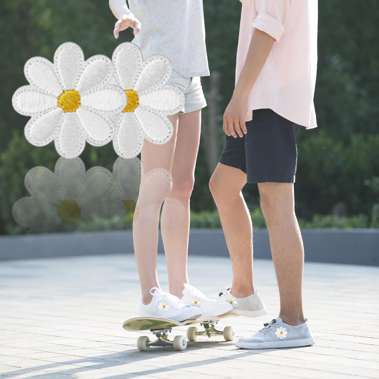 40 Toppe Termoadesive A Forma Di Margherita - Bianche Per Decorare E Riparare Vestiti - Foto 3