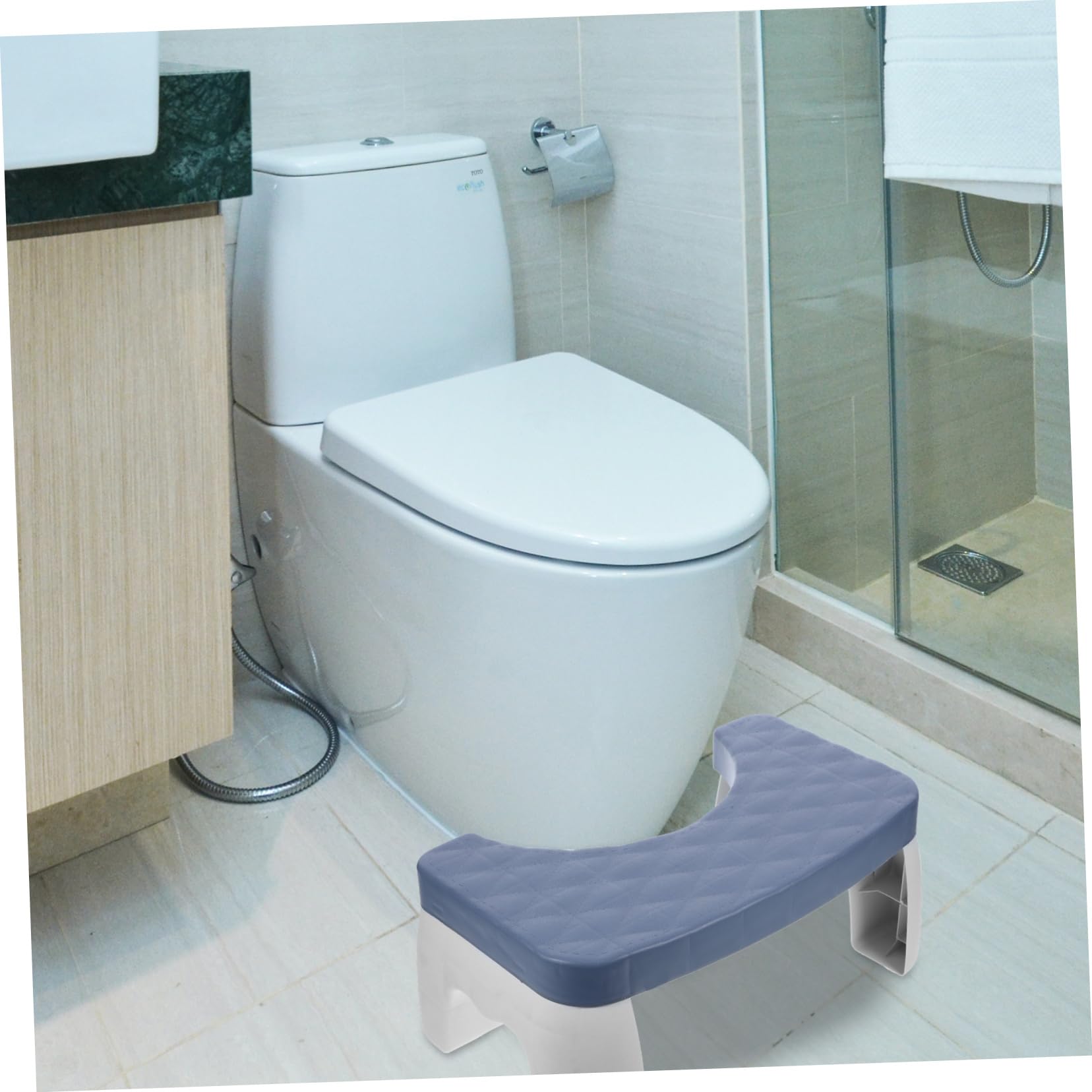 STOBAZA Plastic Foot Stool for Toilet Squatting Stool Bathroom Seat Pad Non-Slip Base Easy to Cle