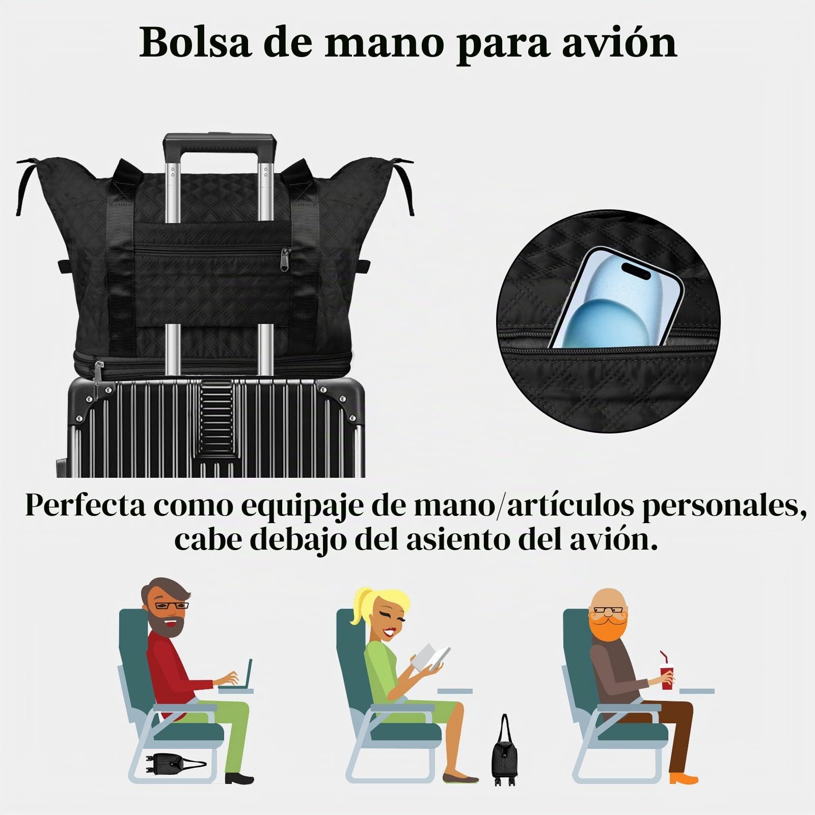 Bolsa de viaje con ruedas, bolsa de gimnasio deportiva expandible para mujeres y hombres, bolsa de transporte grande, bolsa de mano seca y húmeda, bolsa de noche, bolsa ligera de fin de semana, bolsa