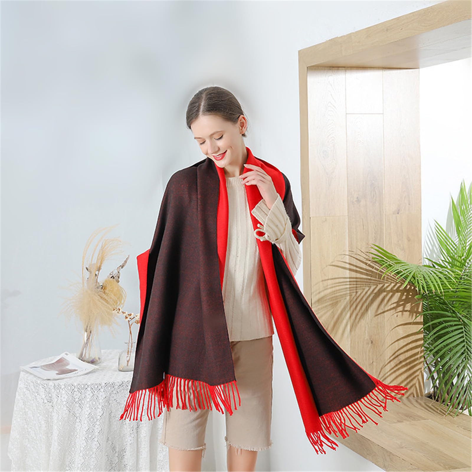 Foulard Donna Scialle Sciarpa Da Versatile E Alla Moda Per Il Calore Double-face Autunno Inverno