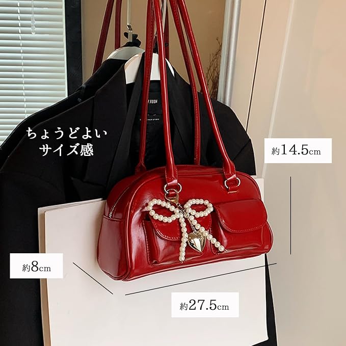 Amazon | [magihand] 横長バッグ リボンバッグ ボストン ボストン