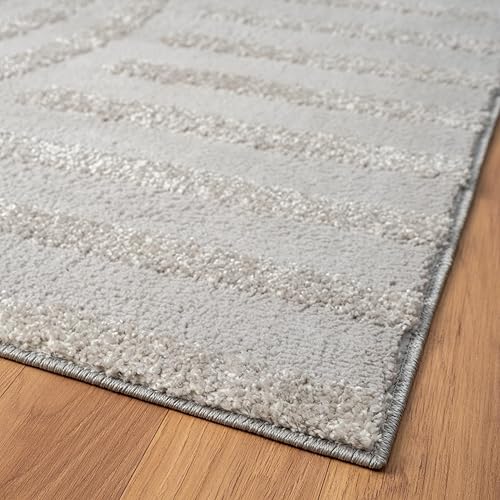 Miniatura 4 de LUXE WEAVERS Alfombra geométrica moderna plateada 6x9, alfombra de textura alta y baja