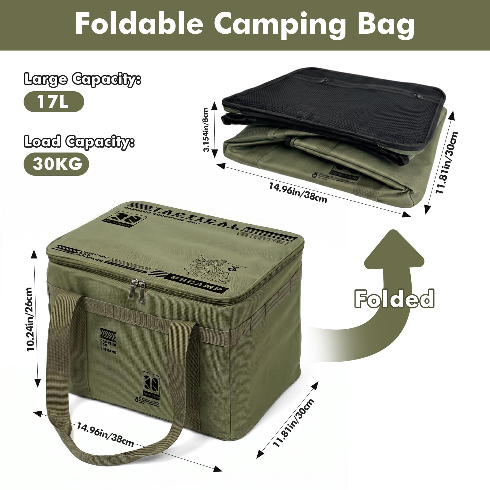 Campingbox faltbar, ZoneYan 30L camping gear organizer, picknick-organizer-tasche, taktische camping tasche, picknick aufbewahrungstasche, Die perfekte Wahl für Campingbegeisterte