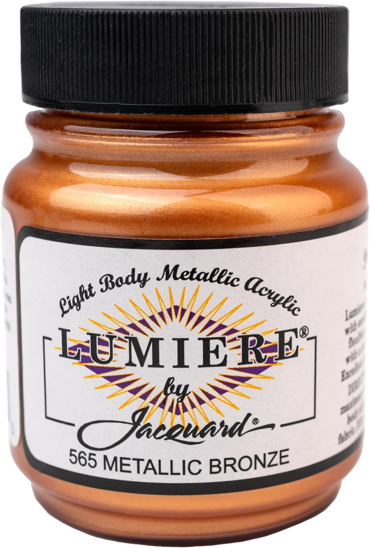 Jacquard Lumiere 2.25oz Fabric Paint Metallic Bronze - Metallic Paint for Fabric, Leather, Canvas, Paper and Wood - Light-bodied Metallic Acrylic Paint - Lightfast & Vibrant Acrylic Paints