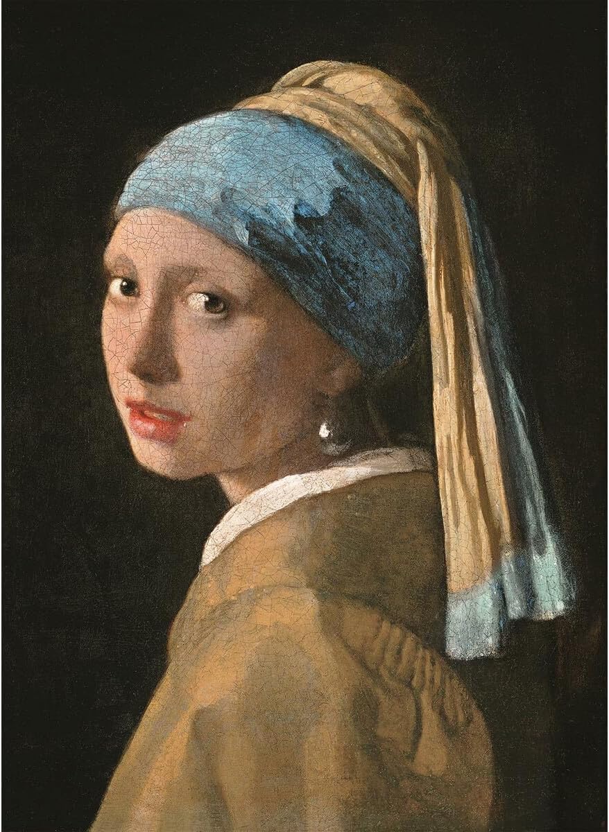 Clementoni 39614 Jigsaw Puzzle 1,000 Pieces Museums Collection-Vermeer-The Girl with The Pearl Earring, no Colour