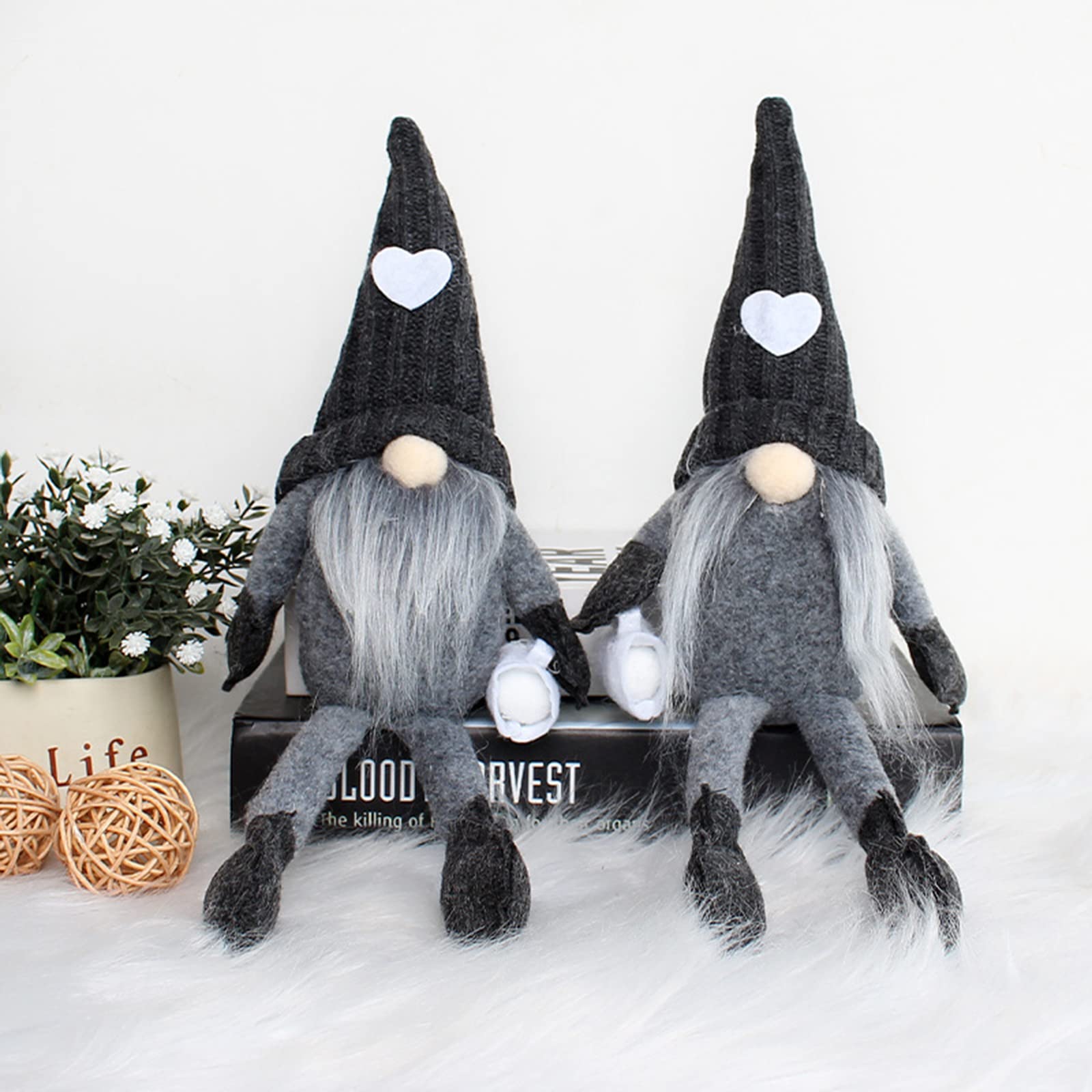 Mokylor 2 Pack Coffee Gnomes Plush Dolls, Coffee Table Coffee Bar Gnomes Decorations Handmade Swedish Tomte Gnome Elf Dwarf Collectible Figurines for