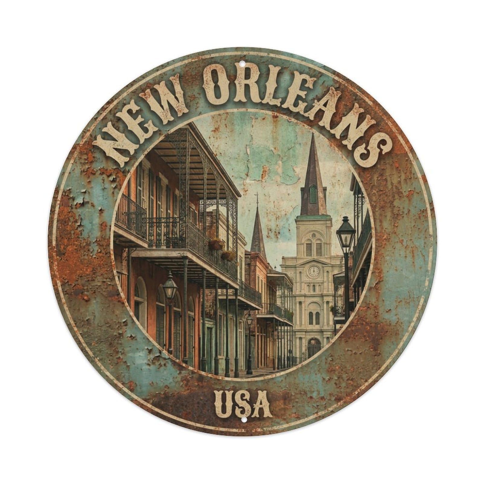 Tgrcjimh Style Metal Tin Sign Vintage Travel Usa New Orleans