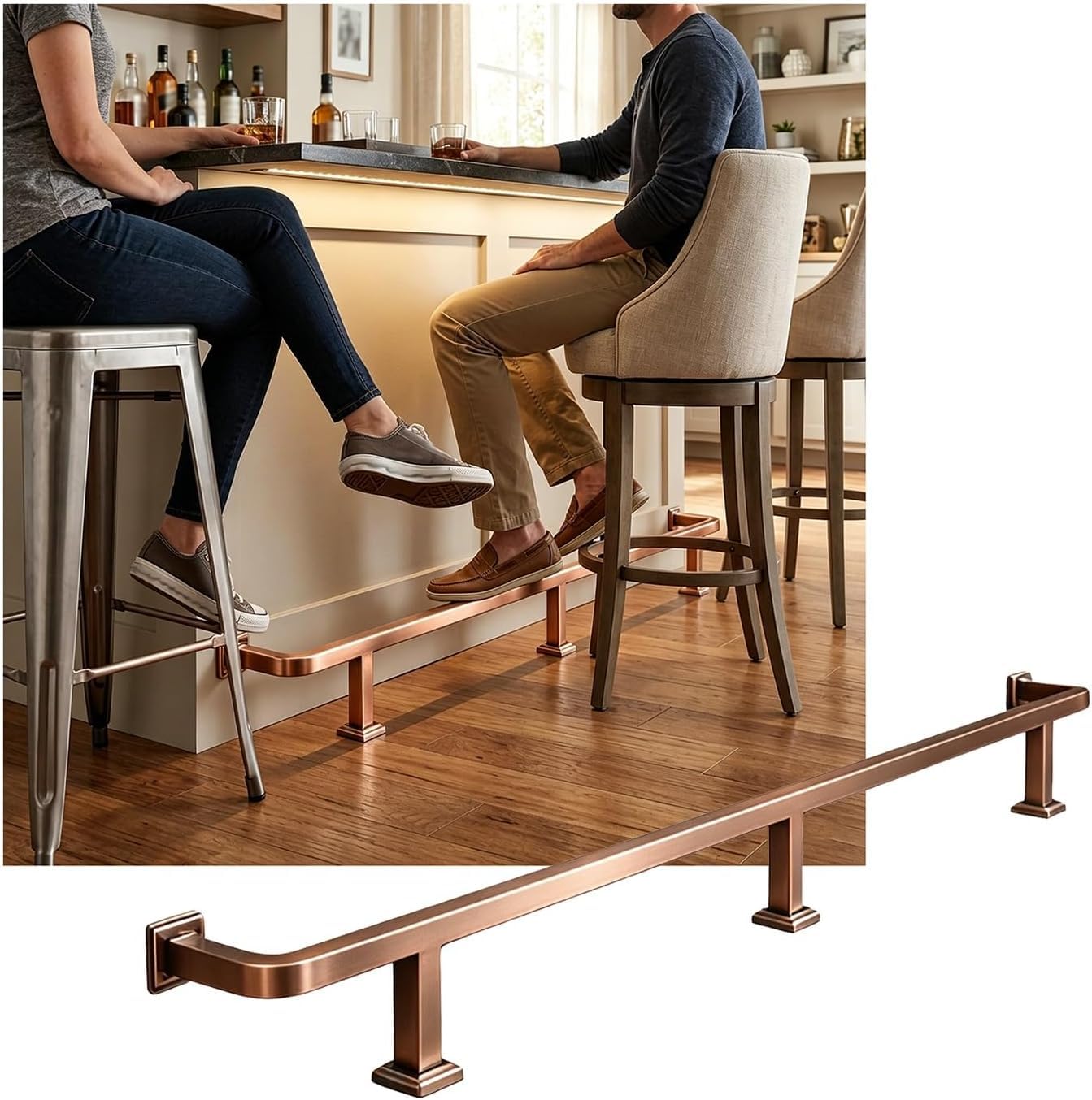 HGOuhK Bar Foot Rail Kit Bar Foot Rail Kit, Brushed Rest for Indoor & Outdoor Restaurant Kitchen Library Cafe Counter(Rose Gold,3.5M/11.48FT)