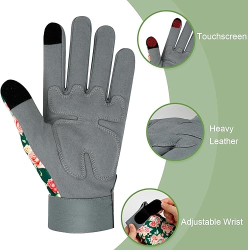 Miniatura 4 de MERTURN Guantes de jardinería para mujer, de cuero resistente, a prueba de espinas, guantes de trabajo para mujer