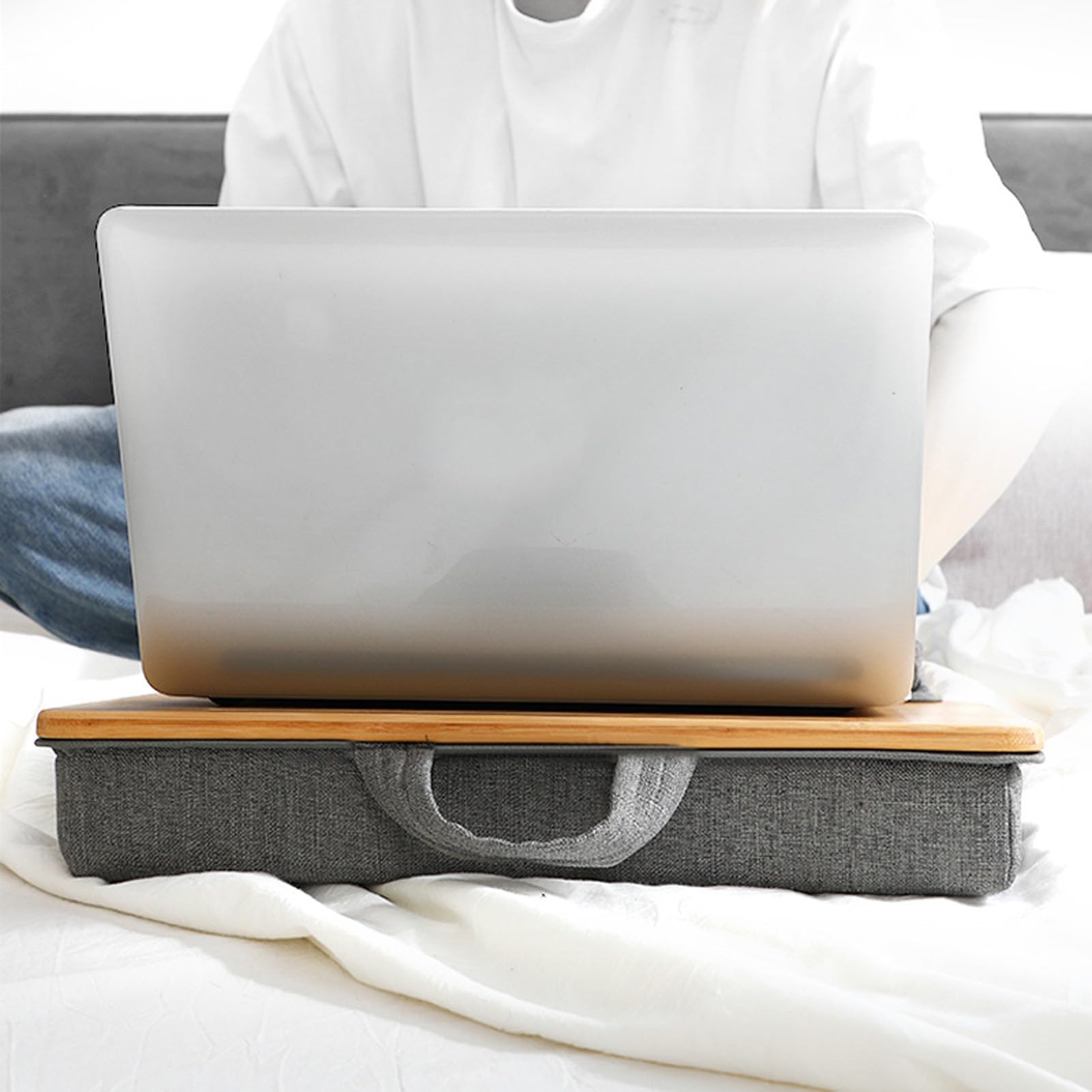 Yctze Wygodne lekkie biurko na kolana z poduszką i uchwytem na tablet do domu – ergonomiczna konstrukcja kąta nachylenia