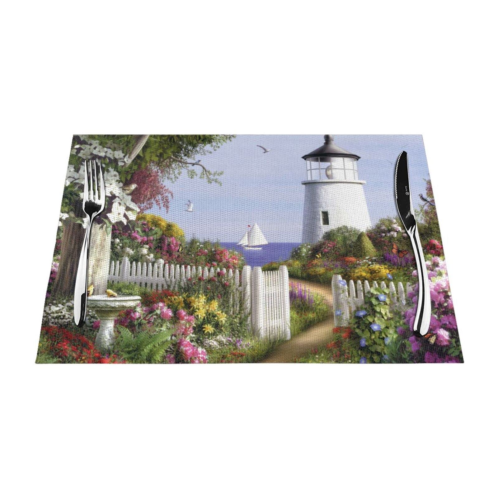 Set de table phare anti-chaleur : lot de 4 napperons lavables 30x45 cm