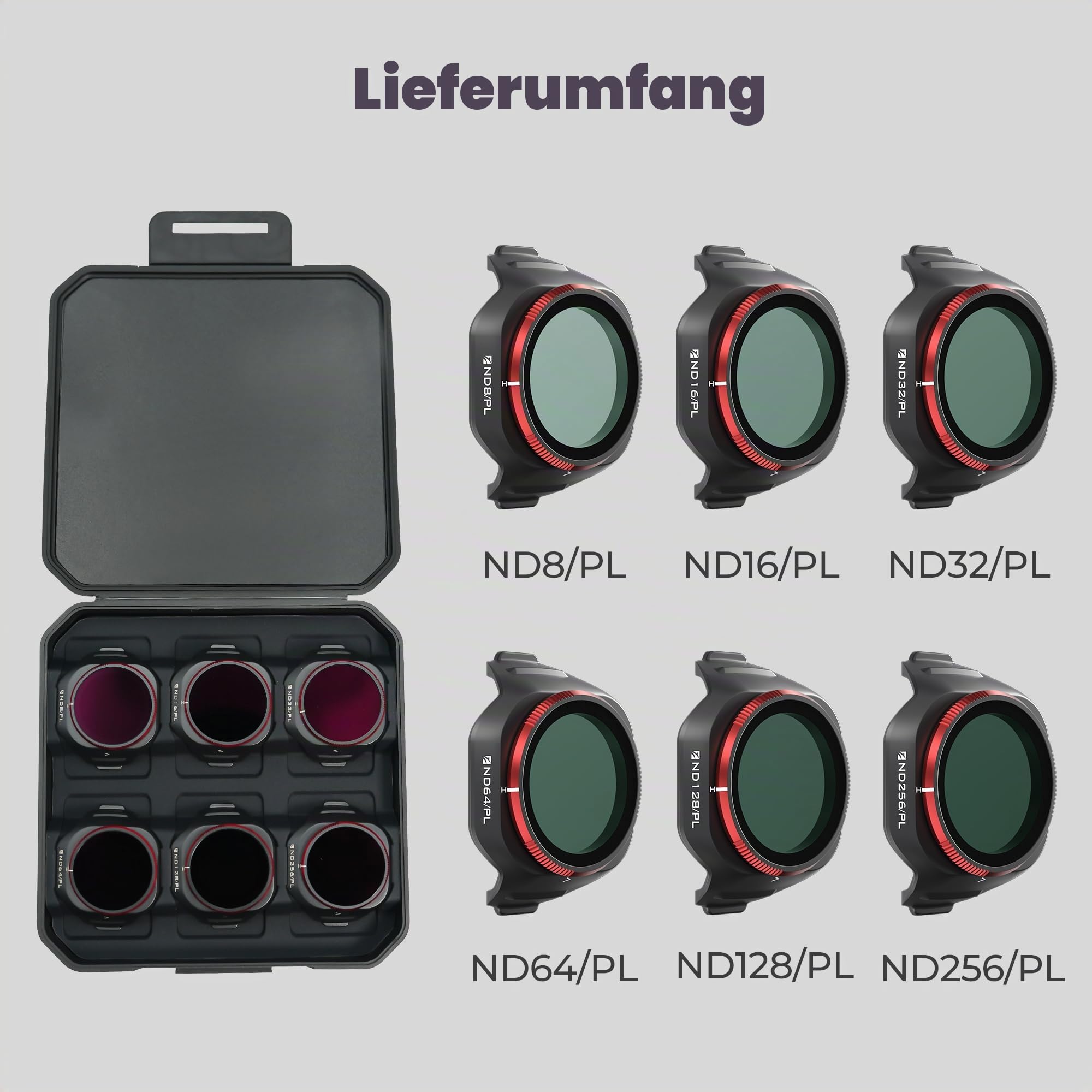 Freewell Bright Day 6er-Pack ND/PL Filter für DJI Mini 5 Pro - ND8/PL, ND16/PL, ND32/PL, ND64/PL, ND128/PL & ND256/PL - Polarisierte Filter zur Belichtungskontrolle & Blendreduzierung