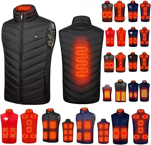 Chaleco térmico para mujeres y hombres, chaleco de calefacción recargable, ligero, para invierno, cálido, sin mangas, sin batería