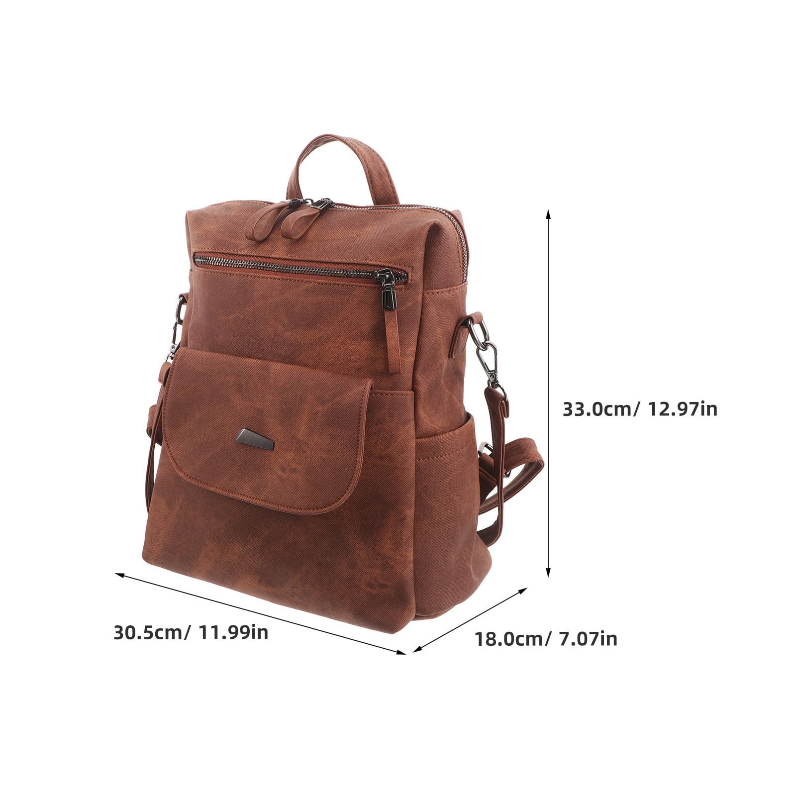 Zaino Donna Vintage in PU Marrone, Doppia Spalla Antitaccheggio