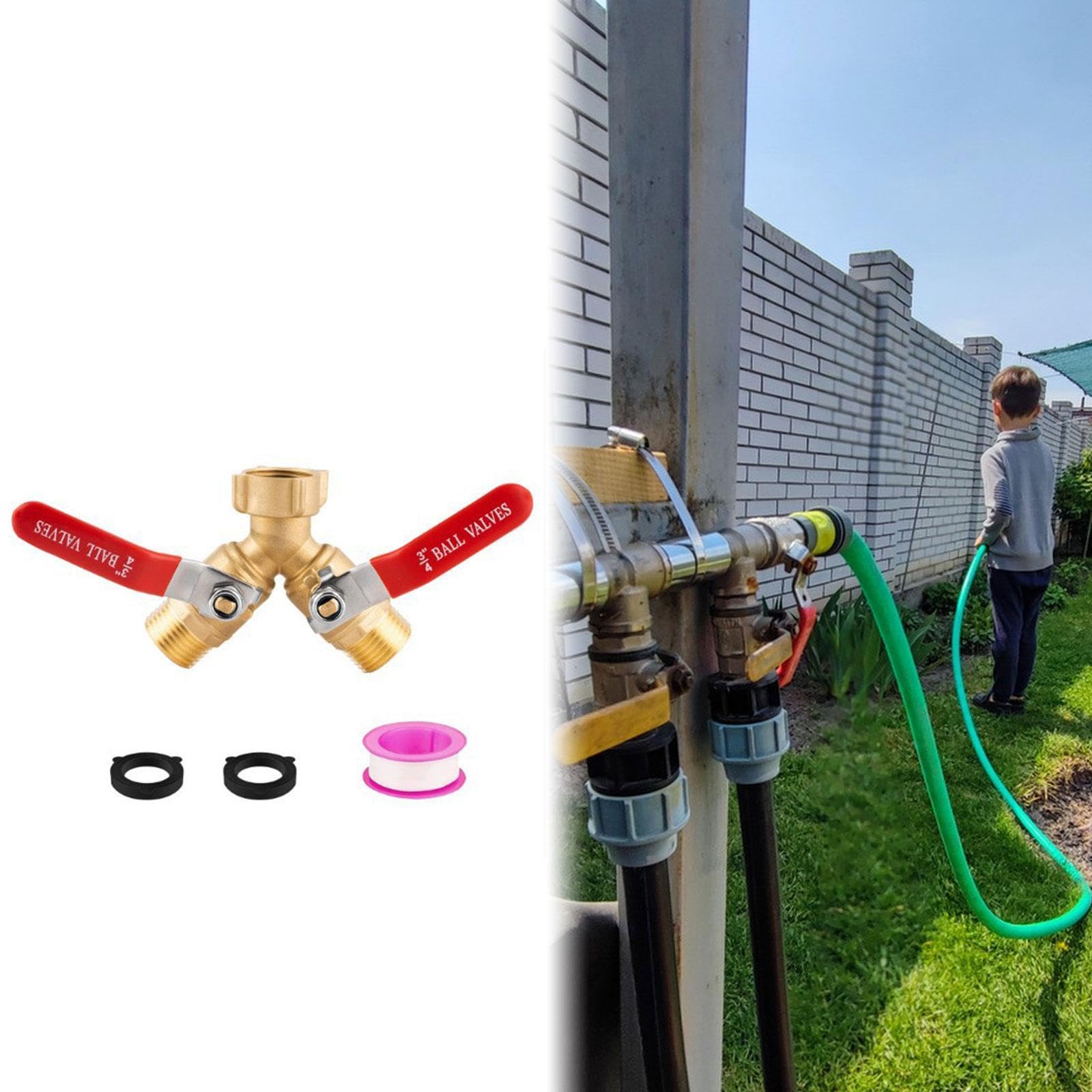 4 Pezzi Sdoppiatore per Tubo Separatore da Giardino Adattatore a Y Connettore a 2 Vie in Ottone con Manopole Facili da Girare Adatto per Collegare Ir, Noi