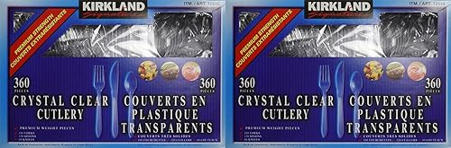 Kirkland Signature DMzZf, cubiertos transparentes de cristal, 360 unidades (paquete de 2)