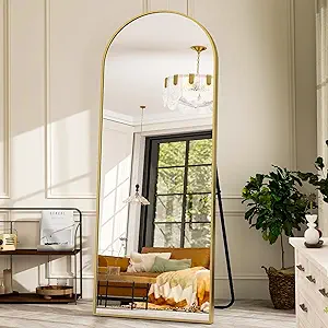 GLSLAND 26" x 71" Arched Full Length Mirror - Gold Full Body Mirror - Extra Large Floor Mirrors for Bedroom, Living Room, Bathroom