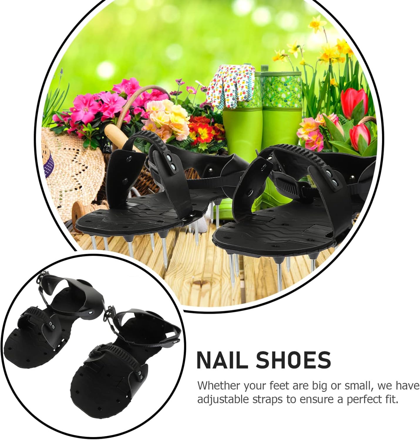 Housoutil 1 Pair Garden Lawn Spikes Aerator Shoes Core Aerator Aerating Shoes Aluminum Soleplate Sandals Spiked Nail Hand Tools Aerator Sandals for Gardening Floor Aluminum Alloy