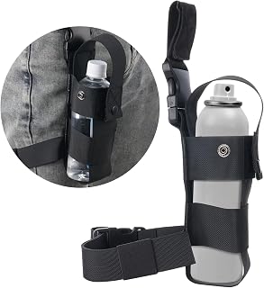 Nylon Pepper Spray Holder Strap for MK9 - Adjustable Thigh Pouch Open Top, Fits 1lb Fox Labs, Sabre, Freeze +P - Leg Water Bottle Holster for Hiking