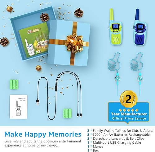 Miniatura 7 de Walkie-Talkies NOAA - Paquete de 2 Walkie-Talkies para adultos, radios recargables de 2 vías de largo alcance para familia, camping, senderismo,