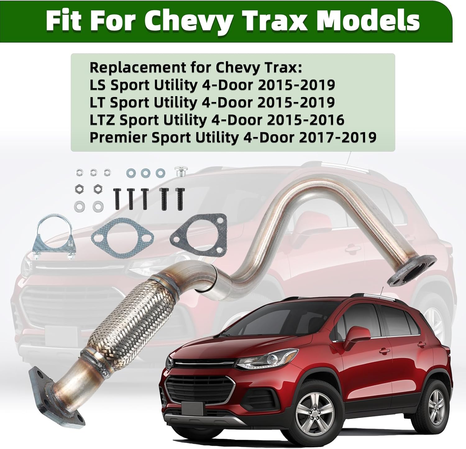 Front Flex Pipe Replacement for Buick Encore 2013-2018 Chevy Trax 2015-2019 Sport Utility 1.4L l4 52572