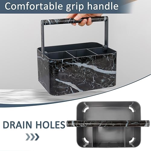 Miniatura 3 de BYUNER Organizador de ducha de plástico para dormitorio organizador de baño portátil para universidad con asa y divisor ajustable, cesta de ducha