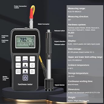 Metal Hardness Tester - Portable Hardness Tester Kit with Test Block,Pen Type Richter Hardness Tester,Rockwell Metal Hardness Meter