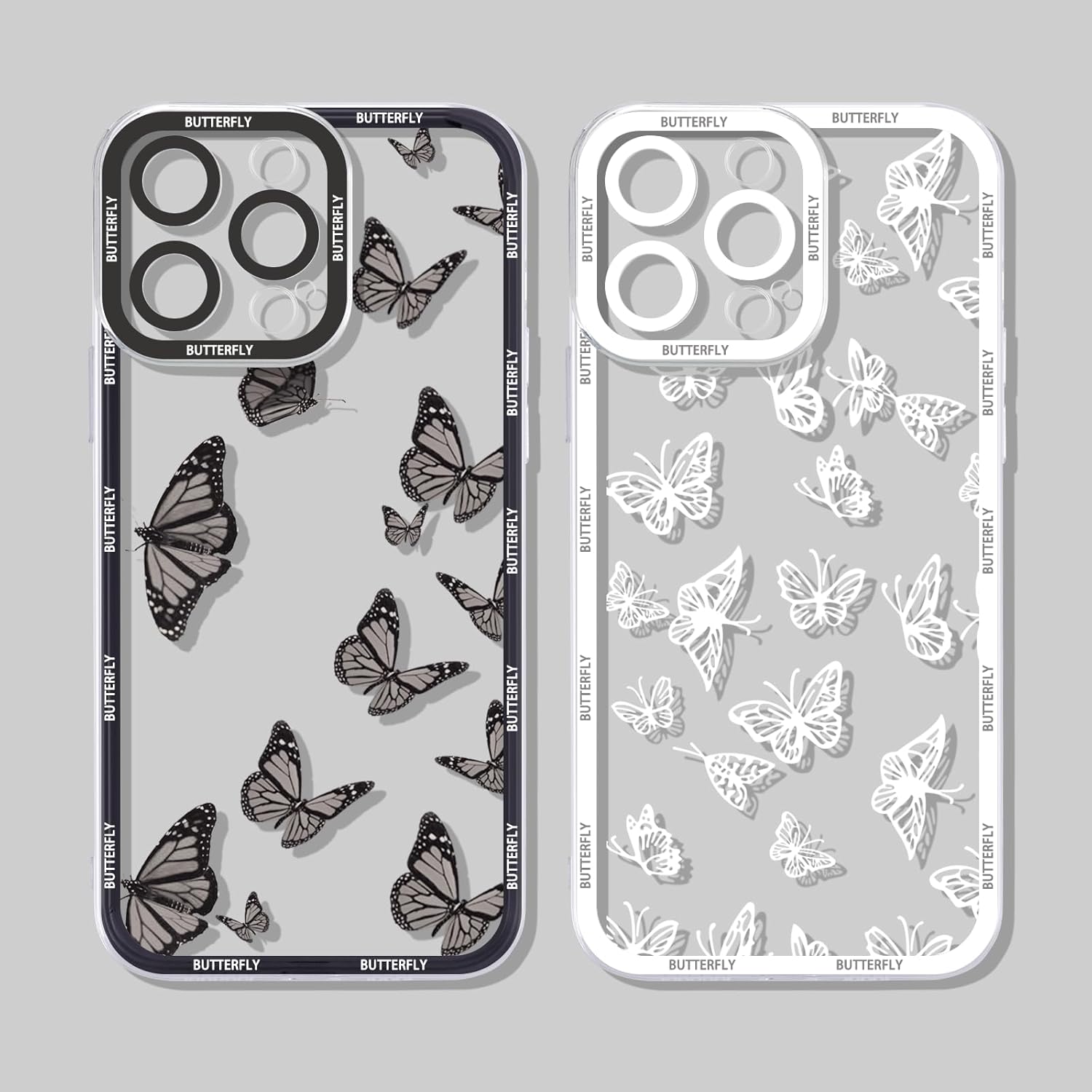 RUMDEY 2 Pack Cute Clear Print for iPhone 15 Plus 6.7 Inch Phone Case, Aesthetic