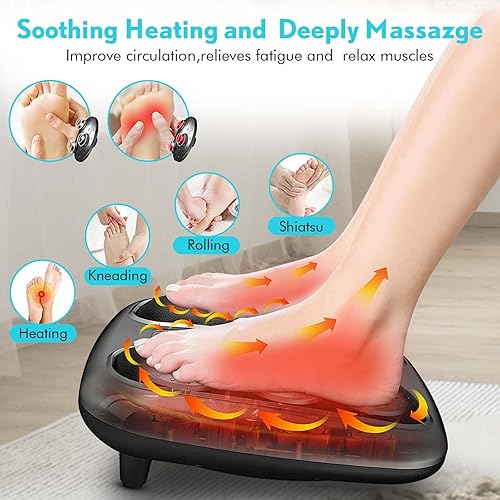 Miniatura 3 de Masajeador de pies con calor, Shiatsu eléctrico calentado masajeador de pies y máquina de masaje de espalda, función de calor infrarrojo integrada y