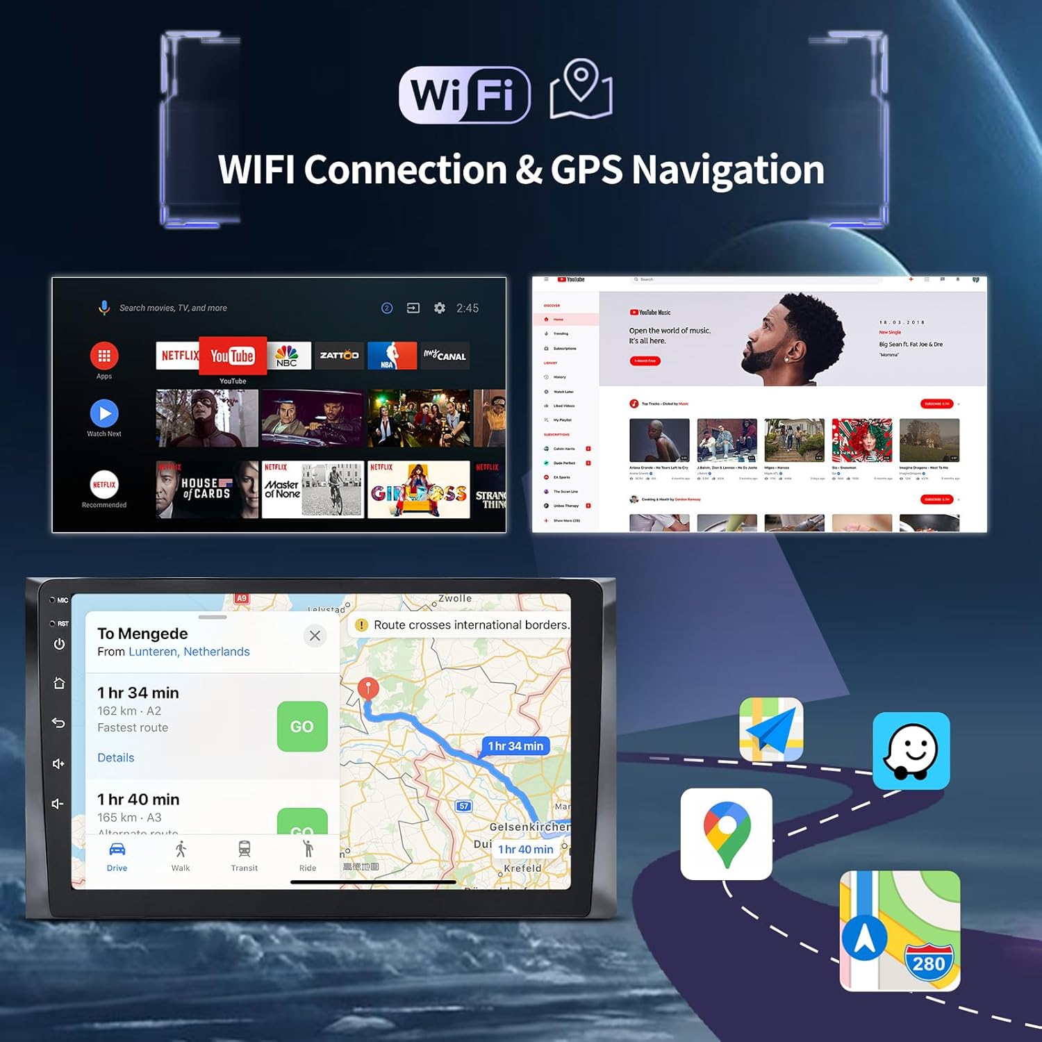 Car Radio for Toyota Highlander 2014-2019 Stereo Radio with Wireless Carplay Android Auto Upgrade 2+32G 10.1" Touch Screen GPS DSP SWC Bluetooth AHD Backup Camera Support JBL Amplifier