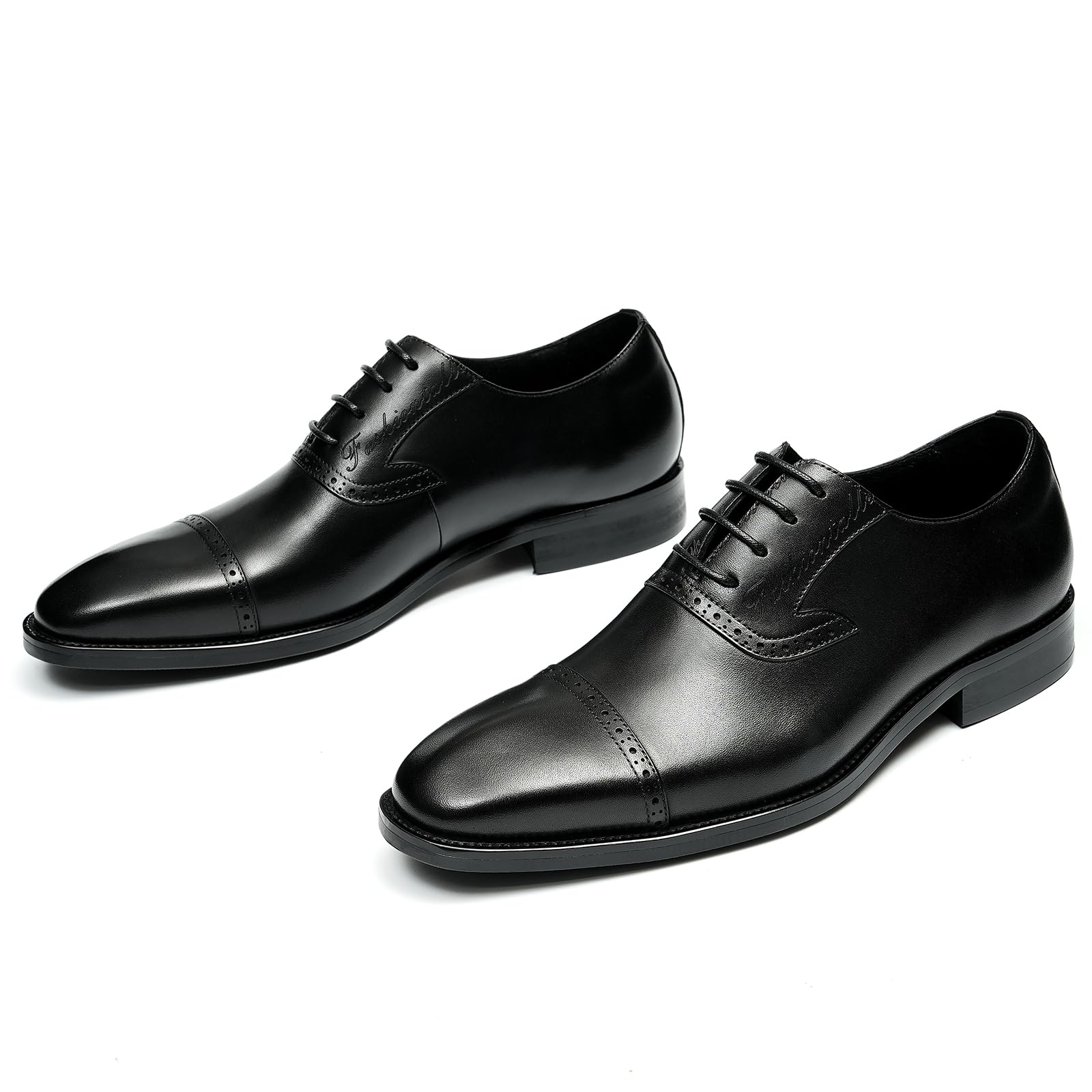 Brogues Oxford Faites à la Main pour Hommes Chaussures de Ville Formelles en Cuir Chaussures Habillées Basses à Lacets