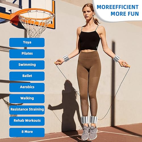 Vista 5 de Pesas de tobillo para mujeres y hombres, pulsera de entrenamiento con peso ajustable para muñeca para entrenamiento en casa, entrenamiento