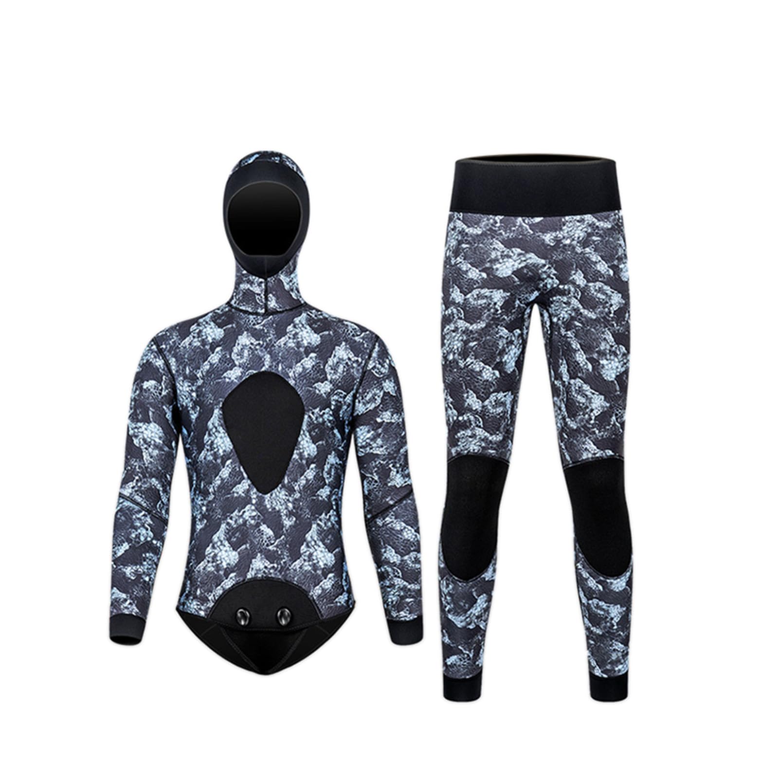 Sunydog 3mm Diving Suit Hooded Thick Wetsuit For Surfing and Spearfishing Autumn Winter, Neoprene Rubber Material, Long-Sleeve Set (L)