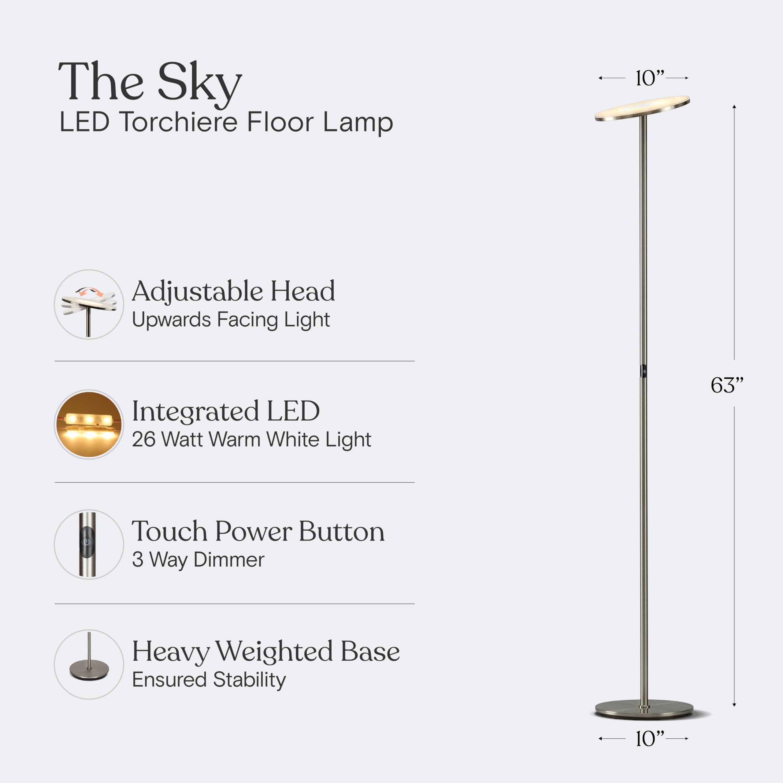 Brightech Sky LED Floor lamp, Torchiere Super Bright Floor Lamp