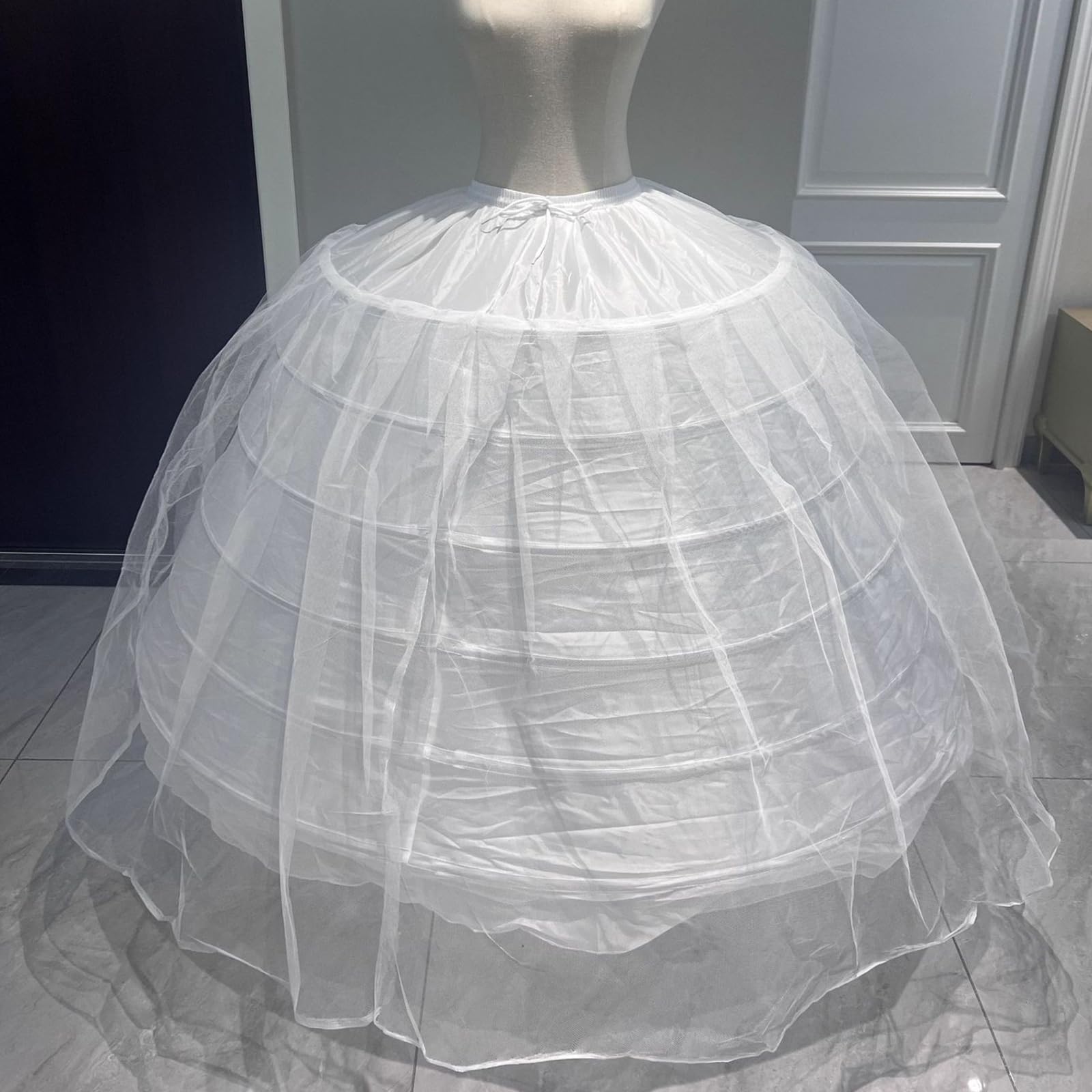 Stabile voluminoso crinolina con struttura a 6 cerchi sottogonna in tulle per abito da sposa e abito da sera Sottogonna in tulle monostrato