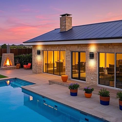 Miniatura 17 de Paquete de 4 lámparas de pared del anochecer al amanecer, modernas luces de pared para exteriores con bombillas LED, lámpara cilíndrica negra