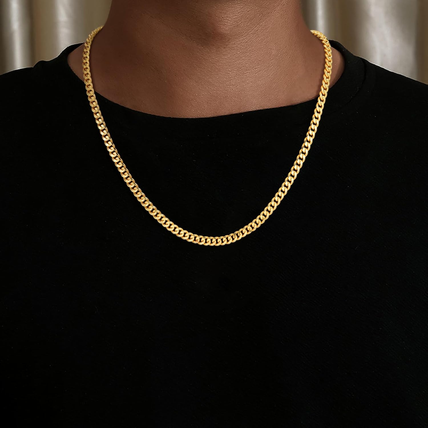 Cuban Link Chain for Men, 18K Gold Over 925 Sterling Silver 3.5MM/5MM/7MM Cuban Chain Diamond Cut Gold Chain Necklaces Gifts for Boyfriend Father Husband - Image 2