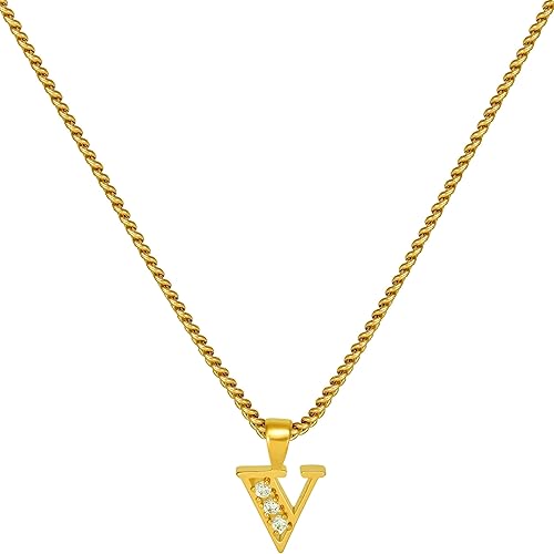 LIFETIME JEWELRY Collar con letra de circonita cúbica con inicial pequeña, chapado en oro de 24 quilates