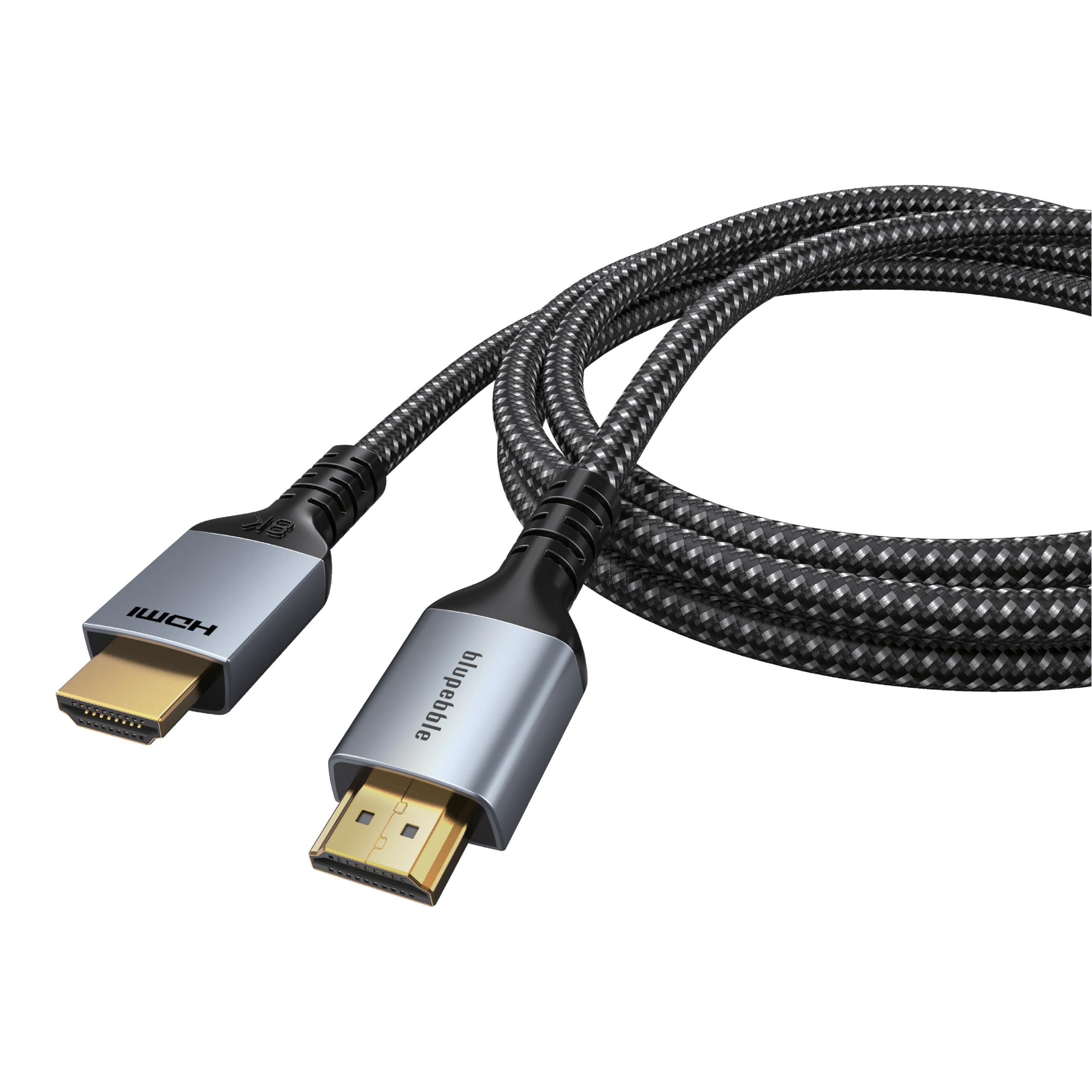 Blupebble 8K Ultra HDMI 2.1 Ultra High Speed Braided Cable Supports 8K@60Hz 4K/144Hz eARC Dynamic HDR Dolby Vision Compatible with MacBook Pro, PS5, Xbox, UHD TV, Projectors - 1 Metre